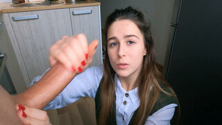 Sluty girlfriend blowjob on POV camer & huge facial cumshot