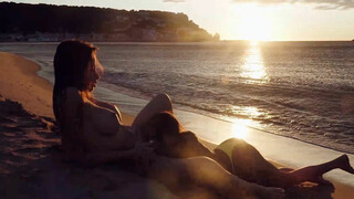 Romantic sex between two girls on the beaches of Europe